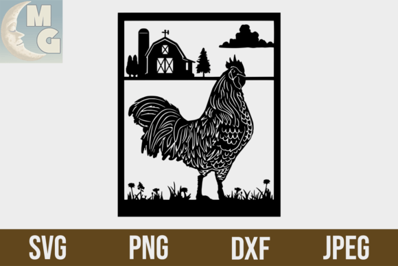 Download Rooster Barn Farm Animal Scene SVG DXF - Dxf Collection