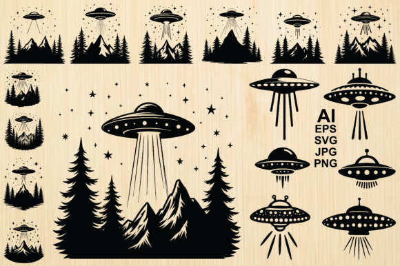 Download Silhouette Alien Spaceship Vector Bundle - Vector bundle Collection